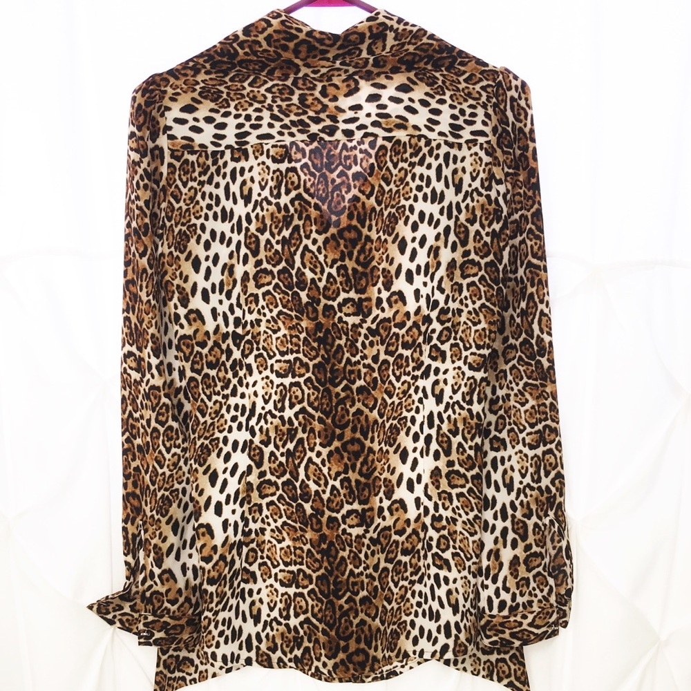 Leopard Print Blouse With Attached Ties - image 3